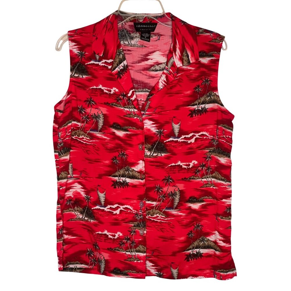Connected Apparel Women's 8 Blouse Button Front Sleeveless Rayone